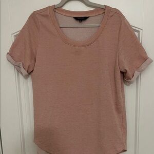Amaryllis Women's Pink Short Sleeve Sweatshirt with Rolled Sleeves. Sz XL NWOT